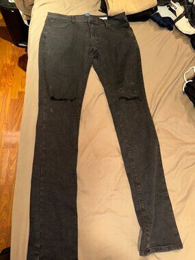 Arizona Advance Flex 360 Black Stacked Skinny Jeans | Size 34 | Distressed